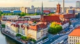 View of cityscape and river in Berlin, Germany