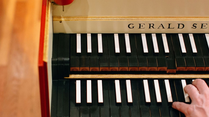 Close up on keys of a harpsichord built by San Antonio native, Gerald Self