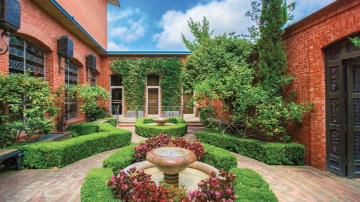 A meditation garden attached to the Chapel serves as a serene oasis for the campus.