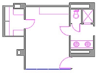 CAD Drawing of corner room layout