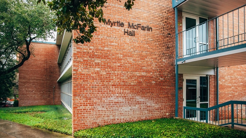 Exterior of the Myrtle McFarlin residence hall